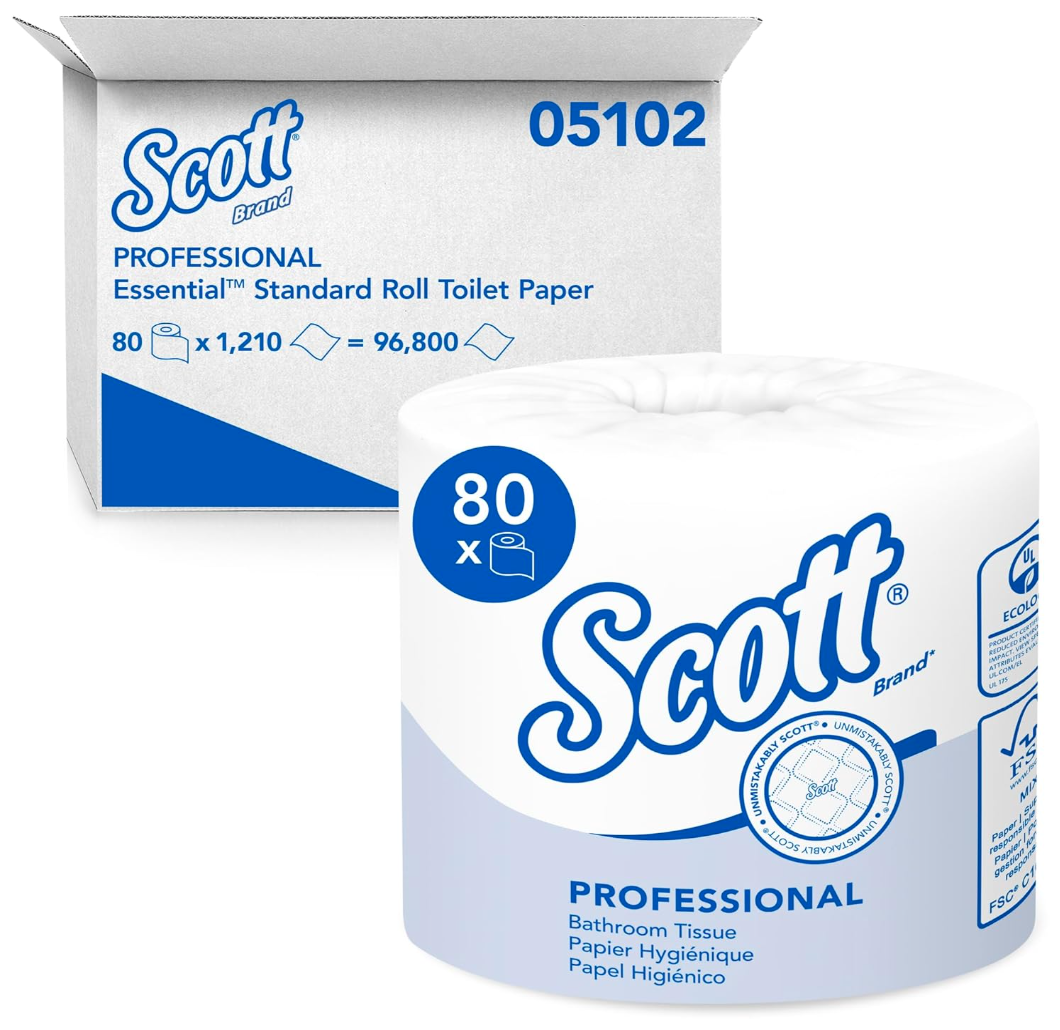 TOILET TISSUE, STANDARD ROLLS, SCOTT, 1-PLY, WHITE, 1210 SHEETS/ROLL, 80 ROLLS/CT MAIN